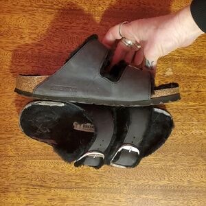 Birkenstock Black Sandals with Silver Buckles